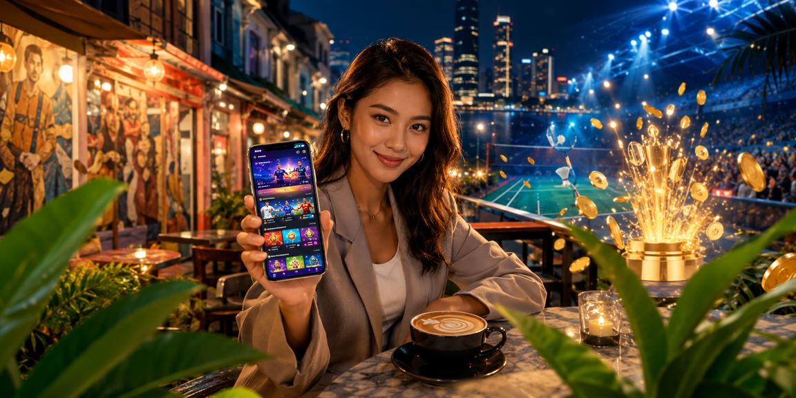 Pengguna memainkan slot kasino di telefon di Pulau Pinang